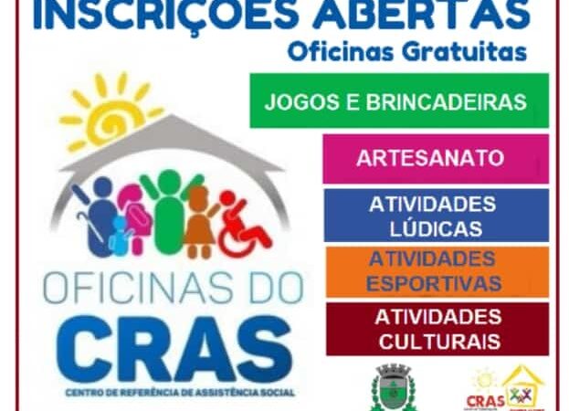 INSCRIÇÕES PARA OFICINAS GRATUÍTAS