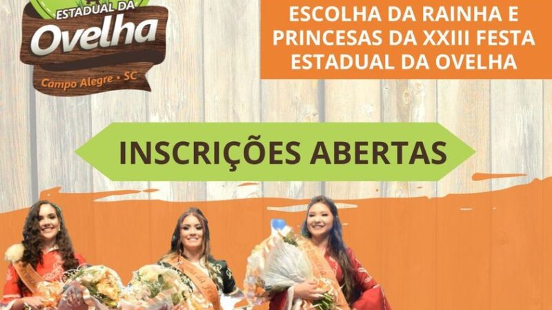 INSCRIÇÕES PARA A ESCOLHA DA RAINHA E PRINCESAS DA FESTA ESTADUAL DA OVELHA ESTÃO ABERTAS