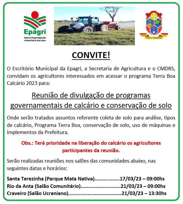 Reunião de divulgação dos programas governamentais de calcário e conservação do solo.
