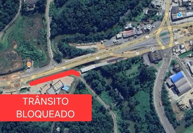 Trecho de rua de Blumenau será interditado devido às obras da BR-470; veja onde