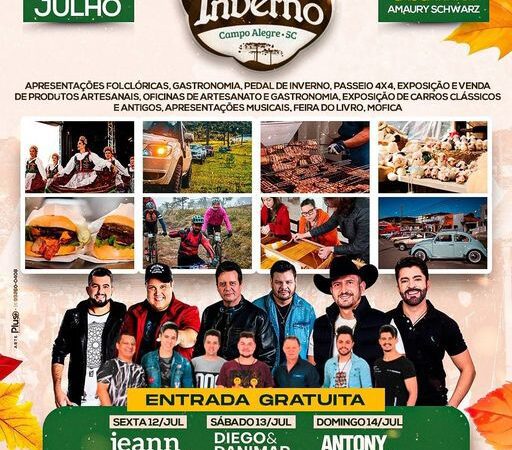 Confira a programação completa para o final de semana do 19º Festival de Inverno de Campo Alegre