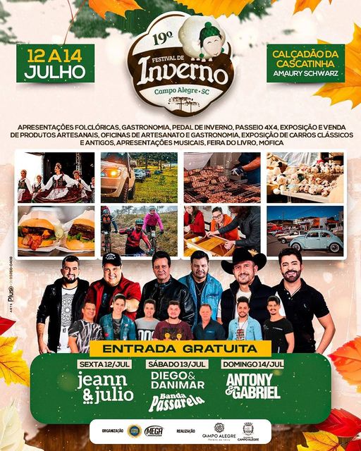 Confira a programação completa para o final de semana do 19º Festival de Inverno de Campo Alegre