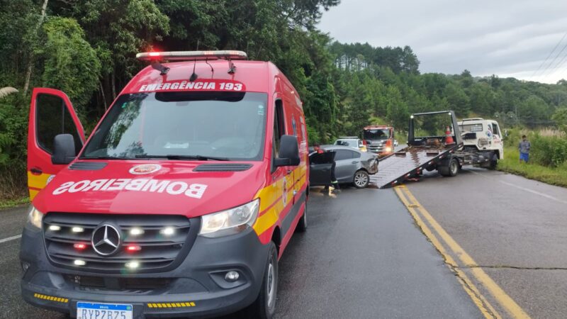 Saída de Pista Mobiliza Bombeiros em São Bento do Sul