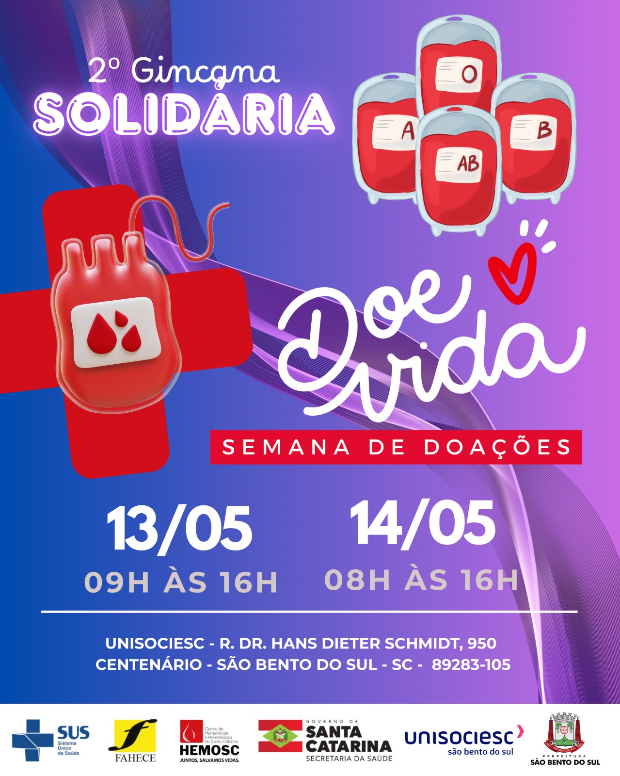 Gincana Solidária incentiva a doação de sangue em São Bento do Sul