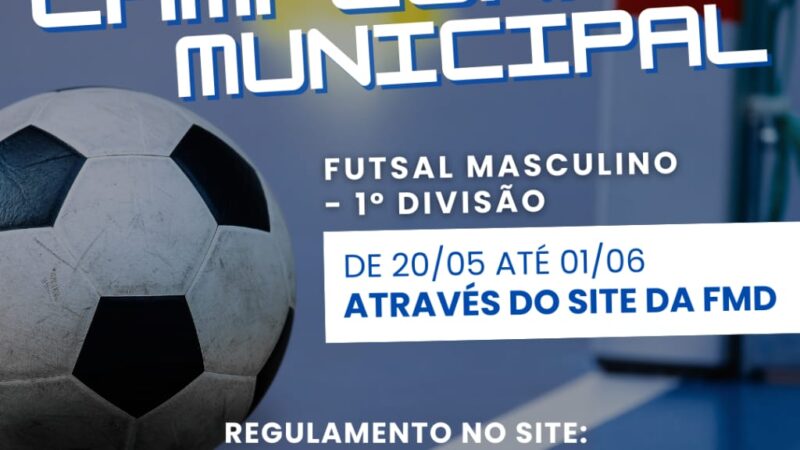 Abertas inscrições para o Campeonato Municipal de Futsal da 1ª Divisão e Veteranos 40+