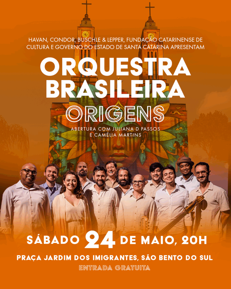 São Bento do Sul recebe Orquestra Brasileira com espetáculo ao ar livre e projeções mapeadas na Matriz