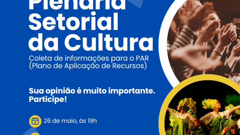 São Bento do Sul promove Plenária Setorial da Cultura no dia 26 de maio