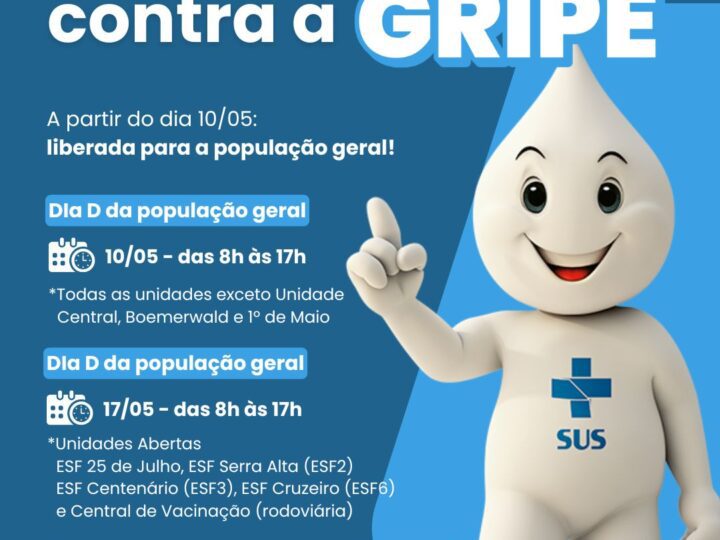 Vacinação contra a gripe é liberada para toda a população a partir de 10 de maio