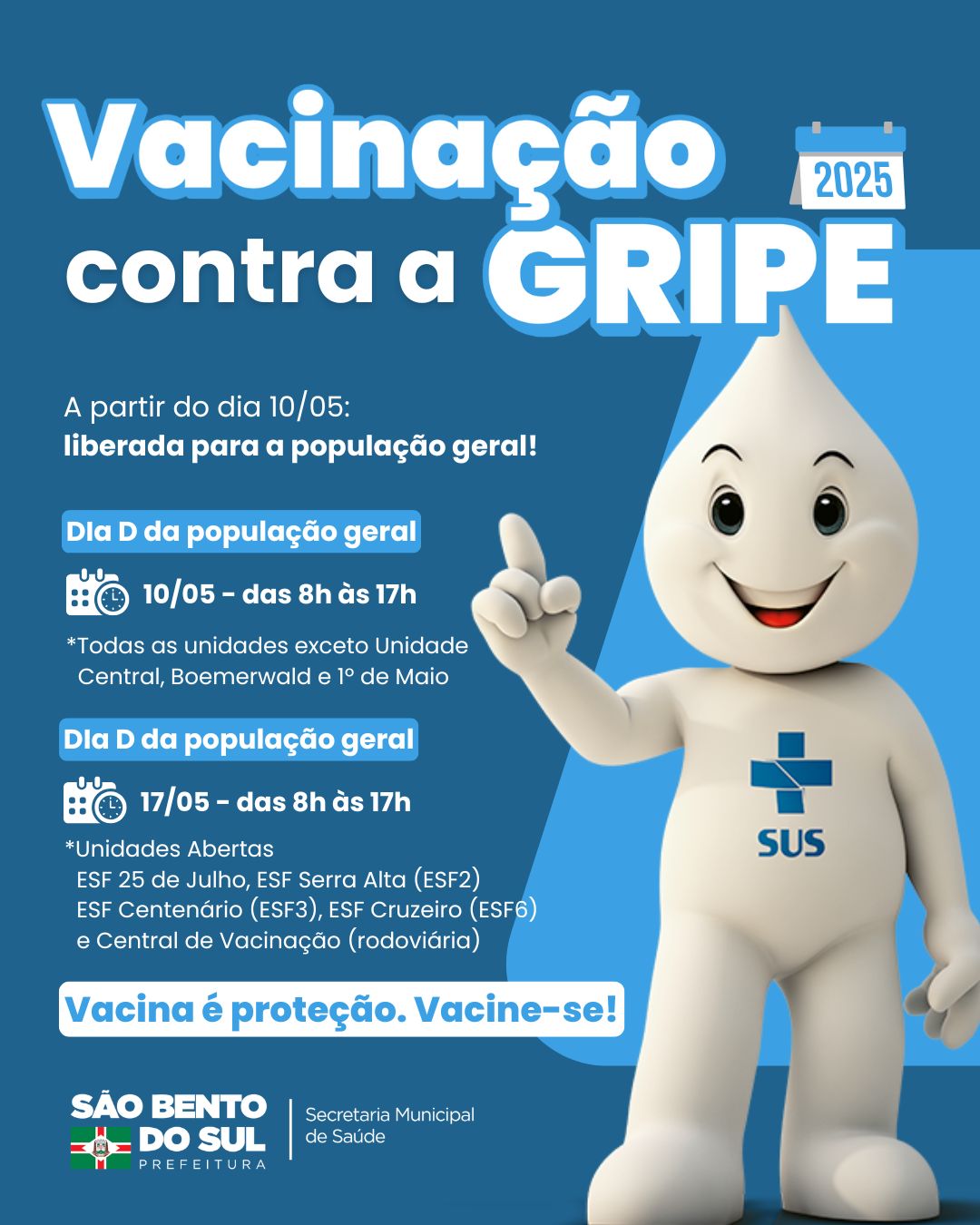 Vacinação contra a gripe é liberada para toda a população a partir de 10 de maio