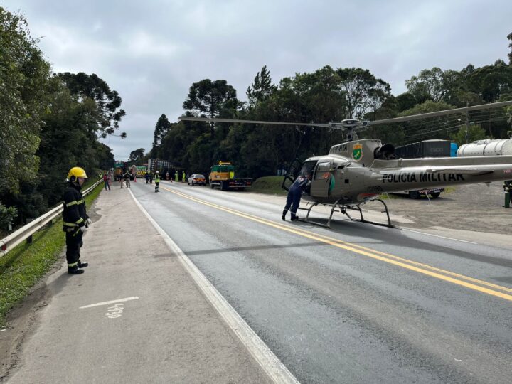 Acidente com produtos perigosos mobiliza equipes de emergência na BR-116 em Monte Castelo
