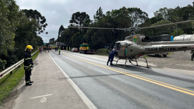 Acidente com produtos perigosos mobiliza equipes de emergência na BR-116 em Monte Castelo