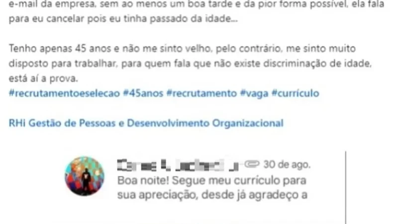 ‘Passou da idade kkk’: Empresa que discriminou candidato por causa da idade pagará indenização em SC