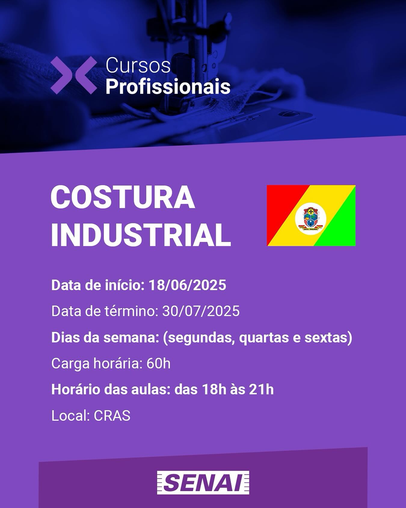 Curso de Costura Industrial oferece capacitação gratuita e novas oportunidades em Santa Terezinha