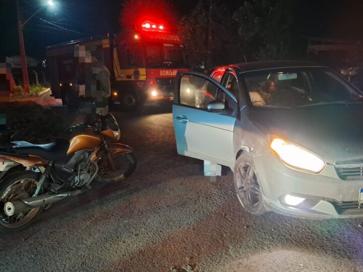 Acidente entre moto e carro mobiliza bombeiros na SC-477 em Papanduva