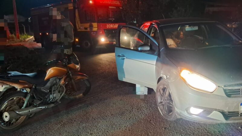 Acidente entre moto e carro mobiliza bombeiros na SC-477 em Papanduva