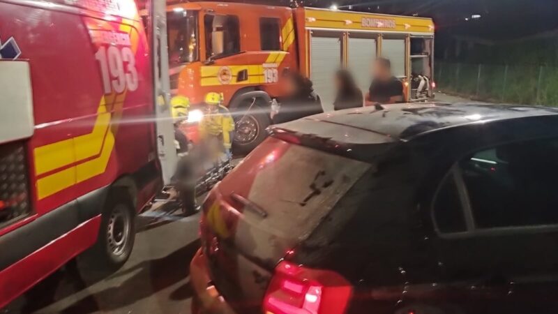 Acidente entre carro e moto mobiliza Bombeiros em São Bento do Sul