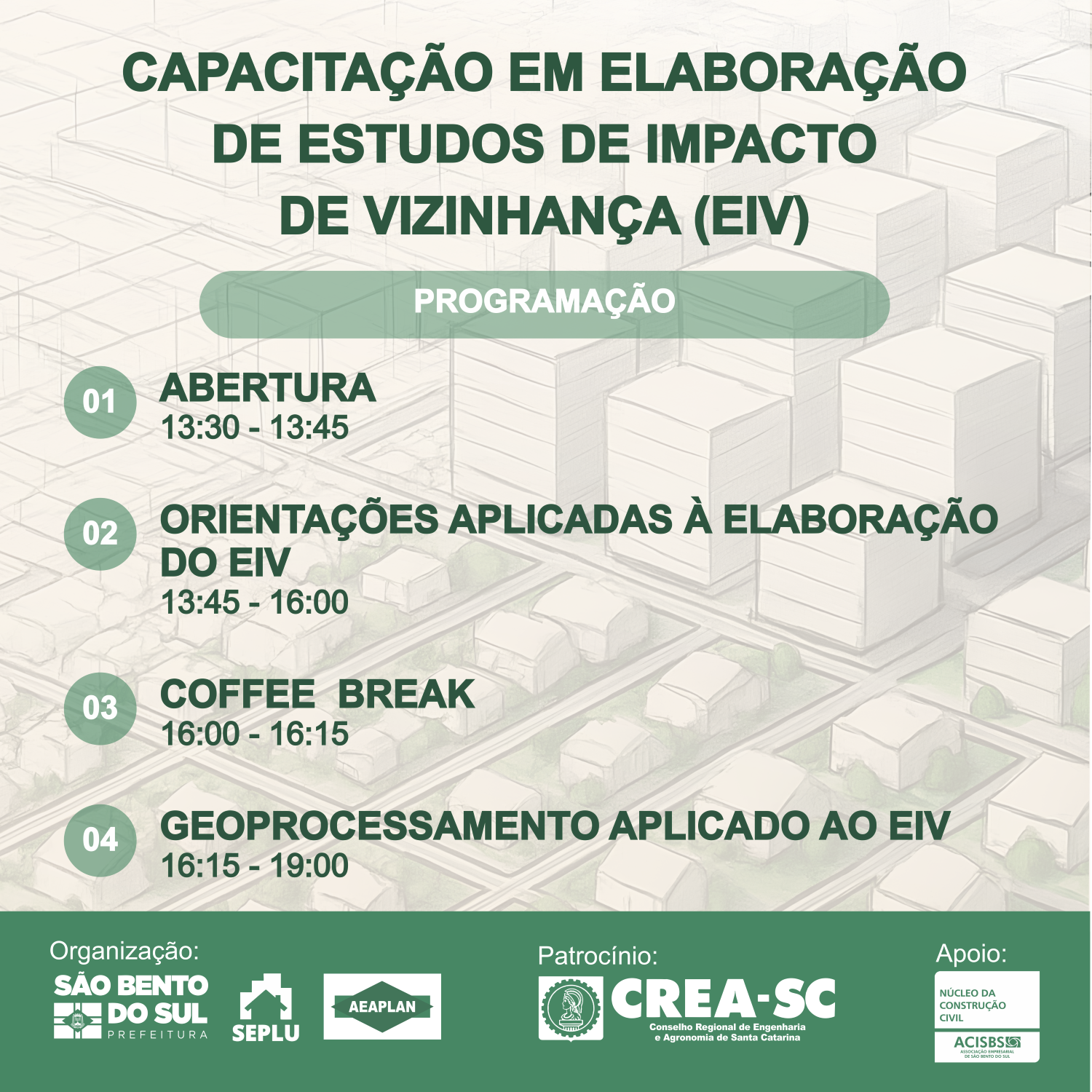 Capacitação sobre Estudo de Impacto de Vizinhança será realizada em São Bento do Sul