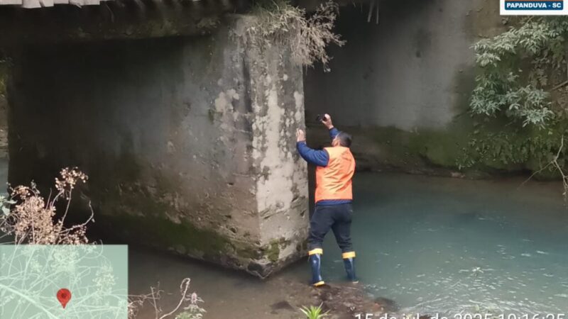 Defesa Civil e Setor de Engenharia realizam vistorias nas pontes de Papanduva
