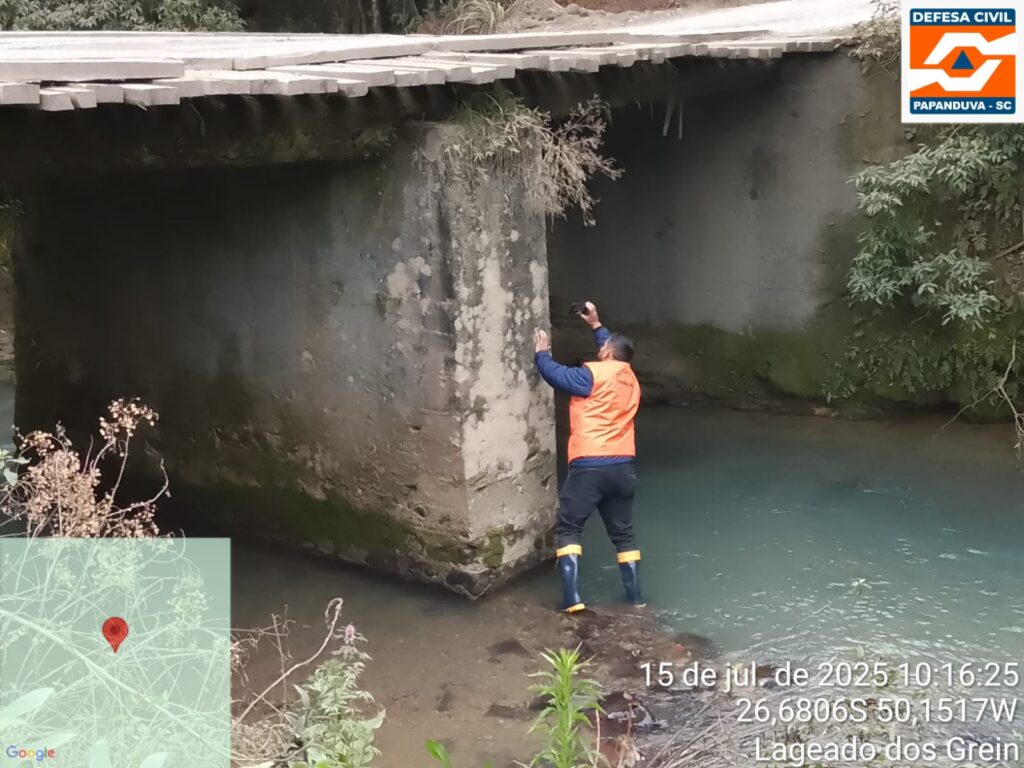 Defesa Civil e Setor de Engenharia realizam vistorias nas pontes de Papanduva
