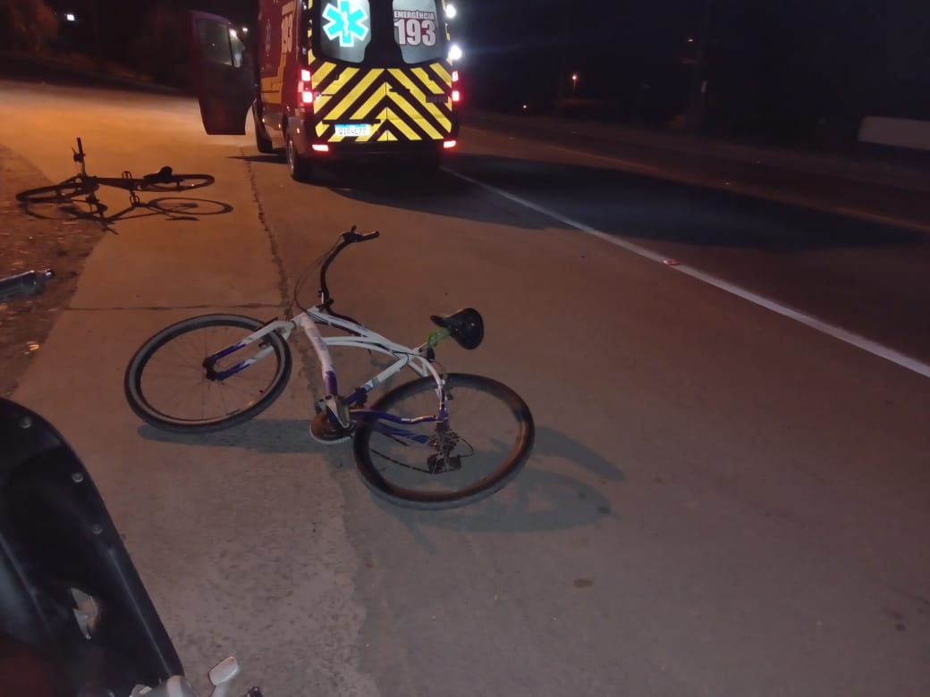 Acidente entre moto e bicicleta deixa ciclista ferido em São Bento do Sul