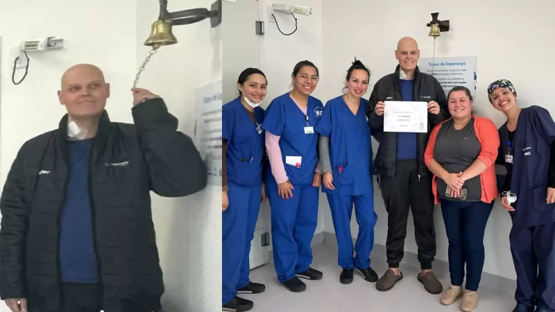 Jovem mecânico celebra a vida e toca o sino da vitória após vencer o câncer em SC