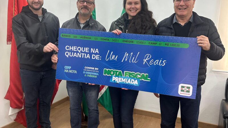 Campanha Nota Fiscal Premiada sorteia mais um prêmio em São Bento do Sul
