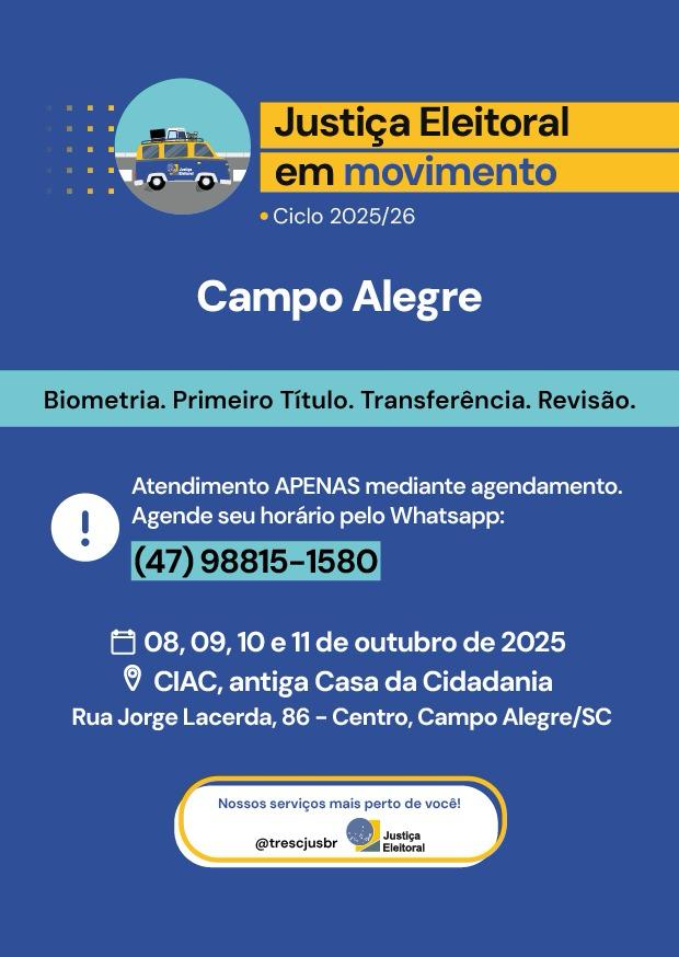 Justiça Eleitoral Em Movimento Trará Atendimento A Campo Alegre Em Outubro