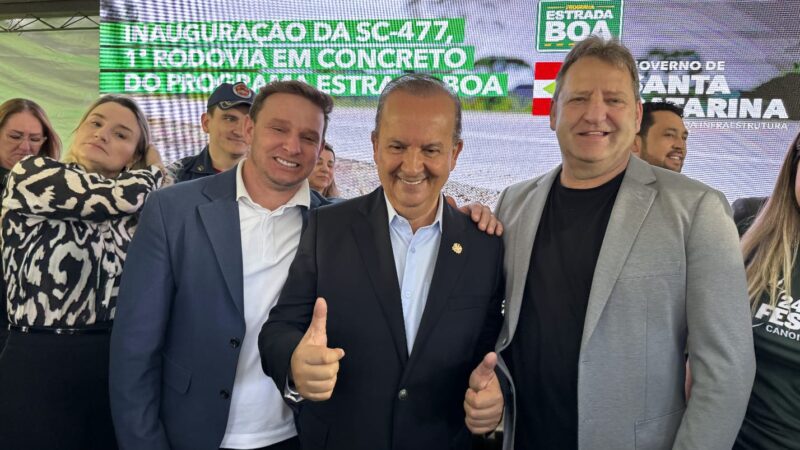 Sirineu e Leandro participam da inauguração da SC-477 em Canoinhas
