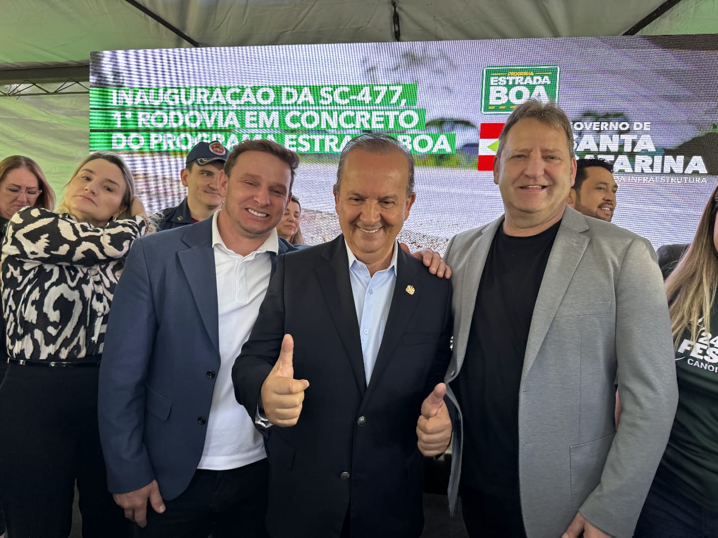 Sirineu e Leandro participam da inauguração da SC-477 em Canoinhas