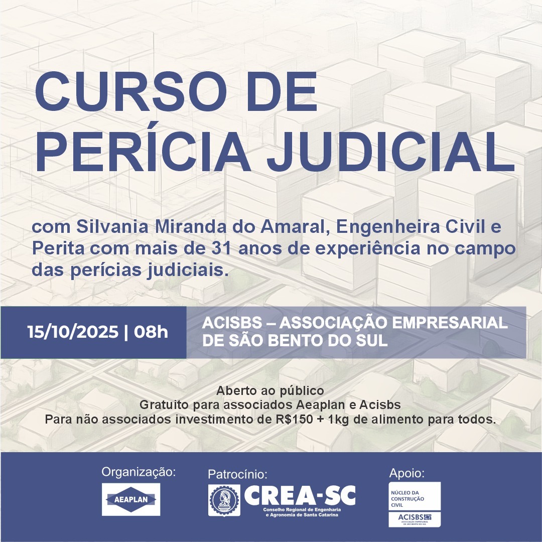 ​Curso de Perícia Judicial acontece no dia 15 de outubro