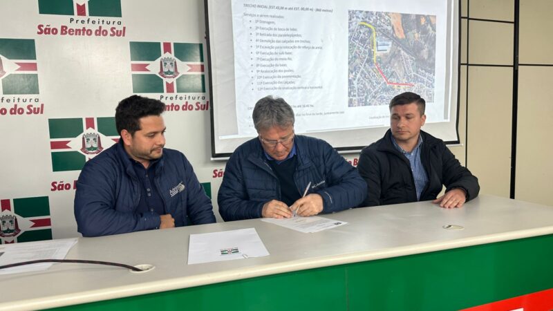 Assinada ordem de serviço para requalificação da Rua Mathias Nossol em São Bento do Sul