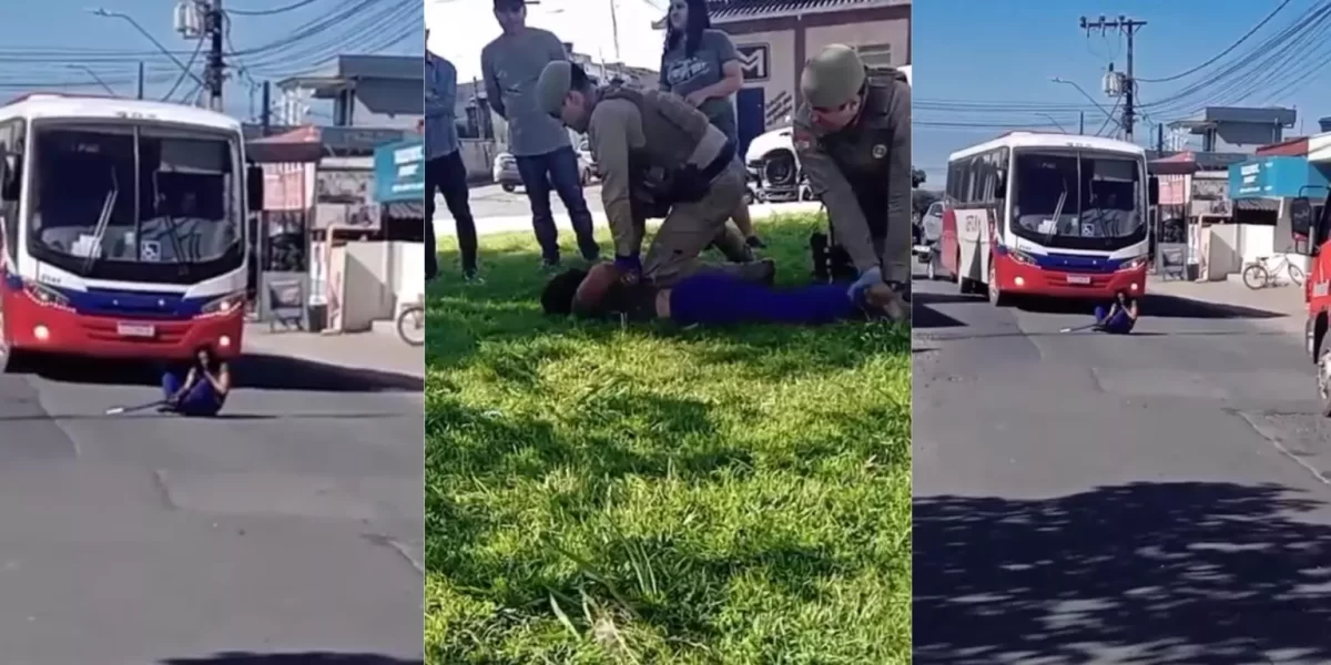 Mulher em situação de rua se deita no meio da rua, avança em populares e causa confusão em Navegantes