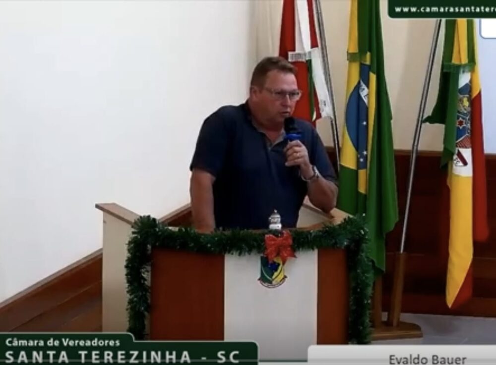 Na Tribuna, Evaldo Bauer detalha avanços e anuncia instalação de caixa eletrônico para Santa Terezinha