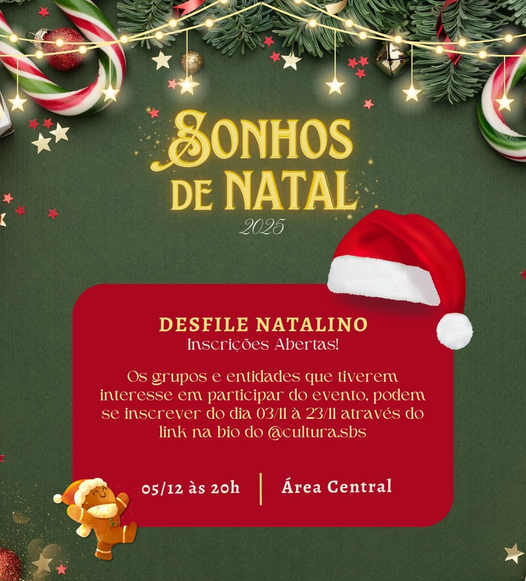 São Bento do Sul abre inscrições para o Desfile de Natal 2025