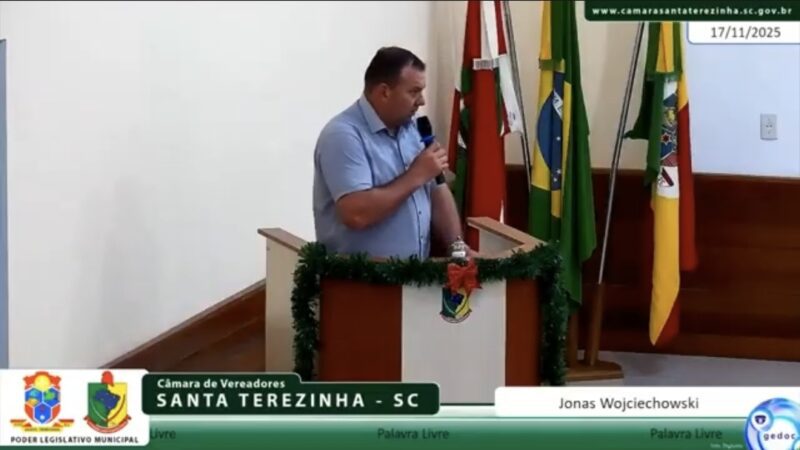 Vereador Jonas destaca união da Câmara na atualização da Lei Orgânica de Santa Terezinha