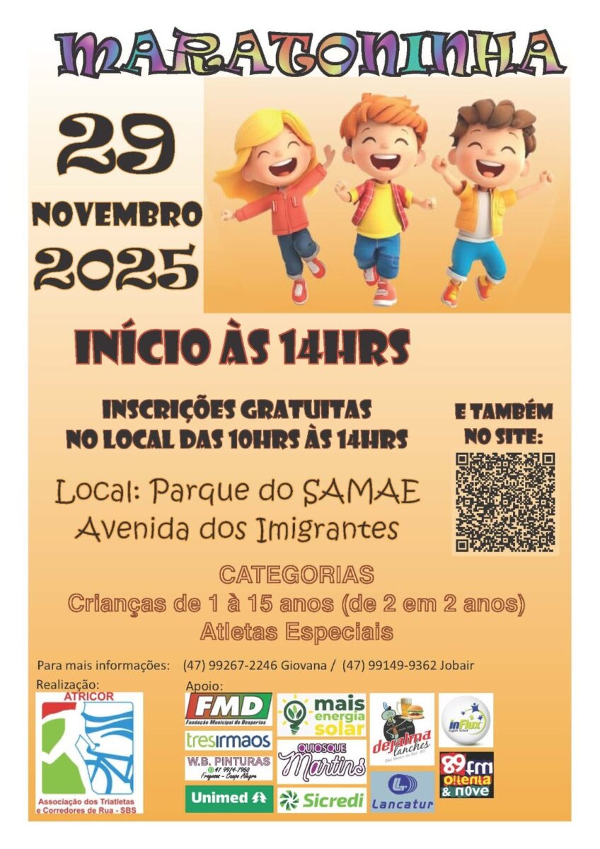 Maratoninha da ATRICOR acontece no dia 29 de novembro com inscrições gratuitas no Parque do SAMAE