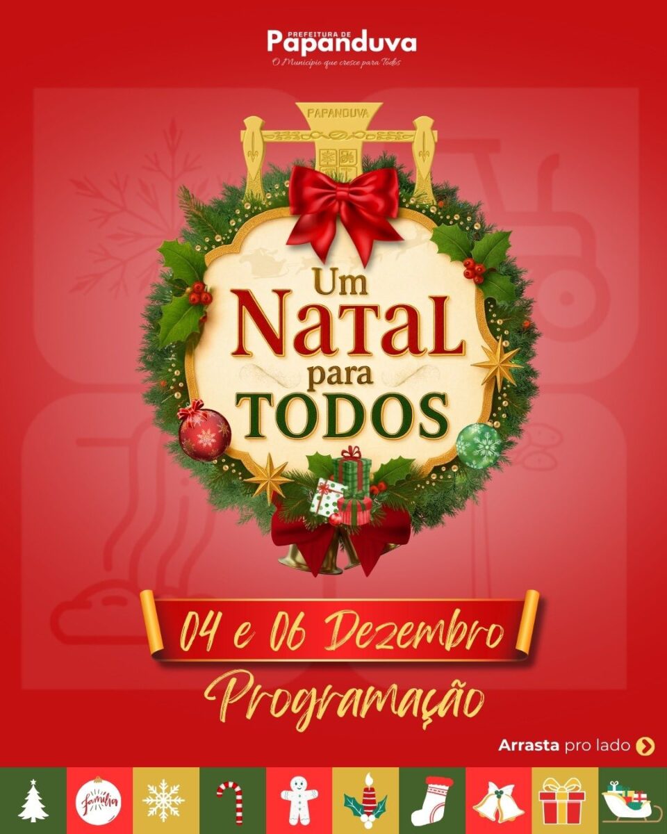 Papanduva divulga programação oficial do Natal com atrações culturais e chegada do Papai Noel