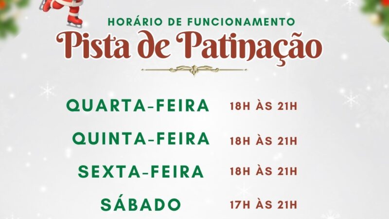 Pista de patinação do Natal Encantado é atração gratuita no Pavilhão dos Imigrantes em Rio Negrinho