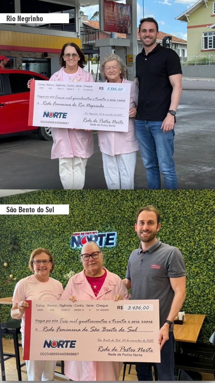 Ação do Outubro Rosa da Rede de Postos Norte arrecada R$ 8.972 para Redes Femininas de Combate ao Câncer