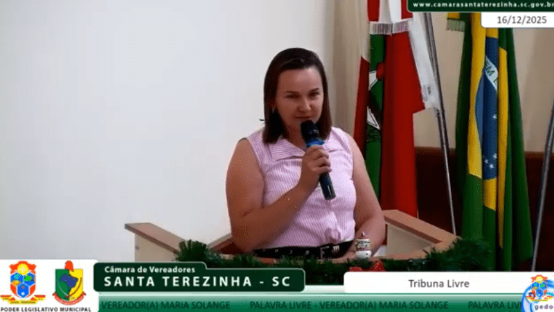 Vereadora Maria Solange Agostinho agradece gestão de Jonas Wojciechowski e deseja sucesso ao novo presidente da Câmara