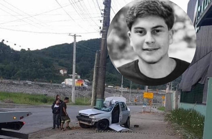 Jovem de 18 anos morre após carro colidir contra poste em Palhoça