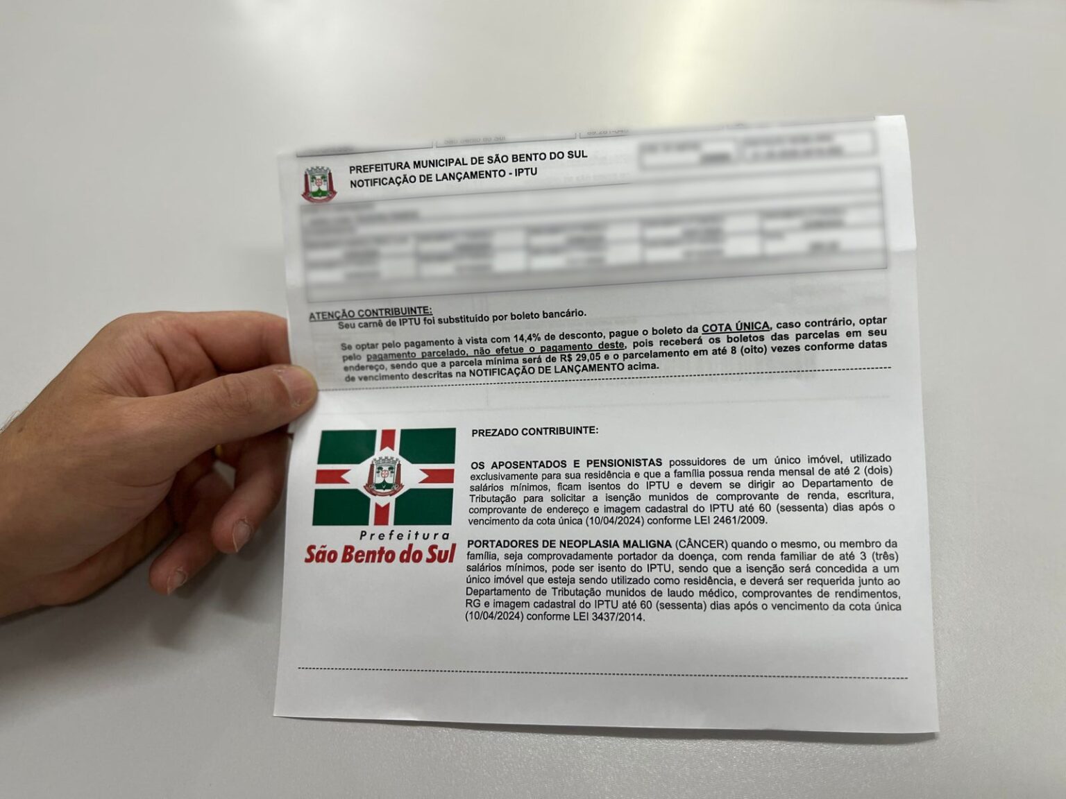 Os carnês do IPTU 2026 já começaram a ser entregues através dos correios aos contribuintes