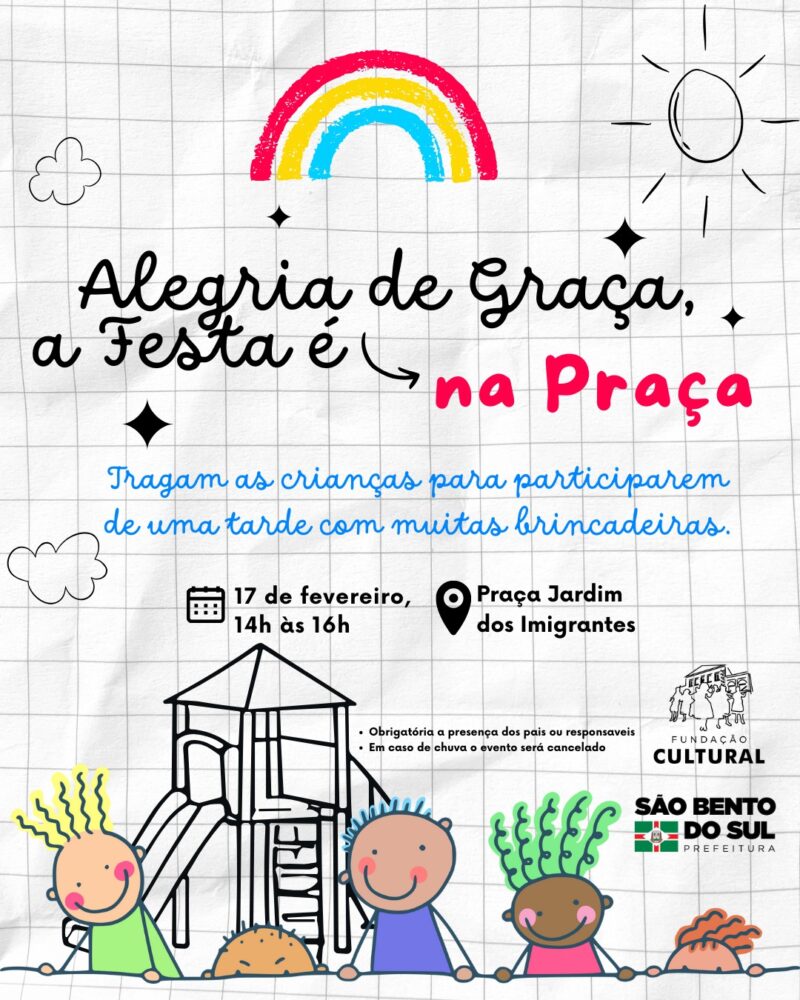 Alegria de Graça leva tarde de diversão gratuita para crianças na Praça Central