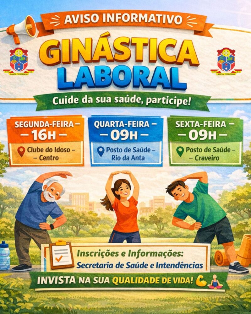 AVISO INFORMATIVO – GINÁSTICA LABORAL EM SANTA TEREZINHA