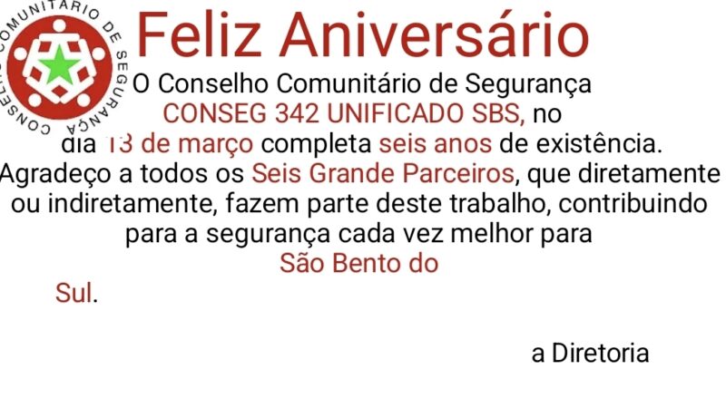 CONSEG de São Bento do Sul celebra seis anos de atuação comunitária em prol da segurança