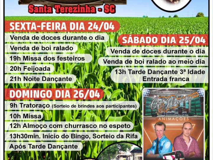 Santa Terezinha promove Festa da Colheita 2026 com programação diversificada