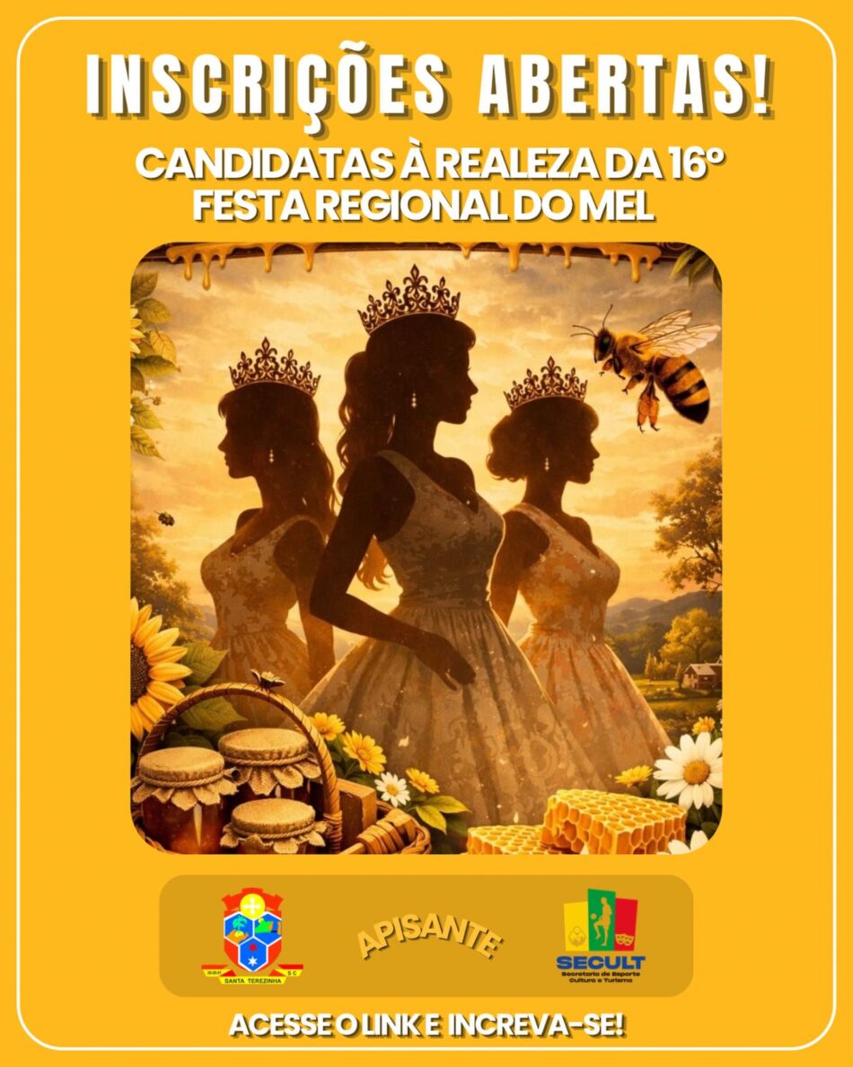 16ª Festa do Mel abre inscrições para escolha da realeza em Santa Terezinha