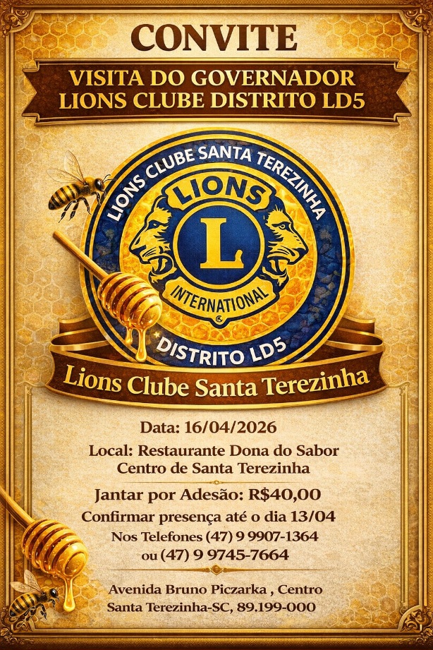 Governador do Lions Clube Distrito LD5 realiza visita oficial em Santa Terezinha