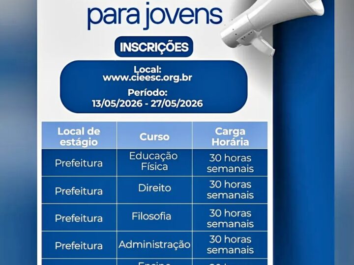Prefeitura abre inscrições para vagas de estágio para jovens em Santa Terezinha