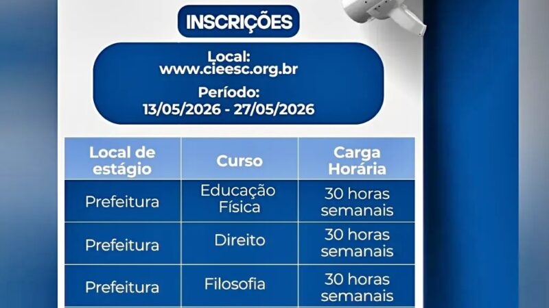Prefeitura abre inscrições para vagas de estágio para jovens em Santa Terezinha